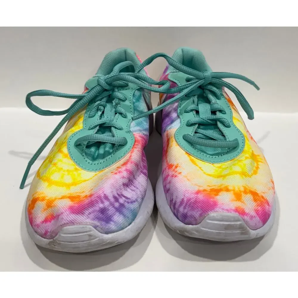 NIKE Tanjun Sneakers Tie Dye Print Tropical Twist / Metallic Silver Size 5.5 - Picture 3 of 7